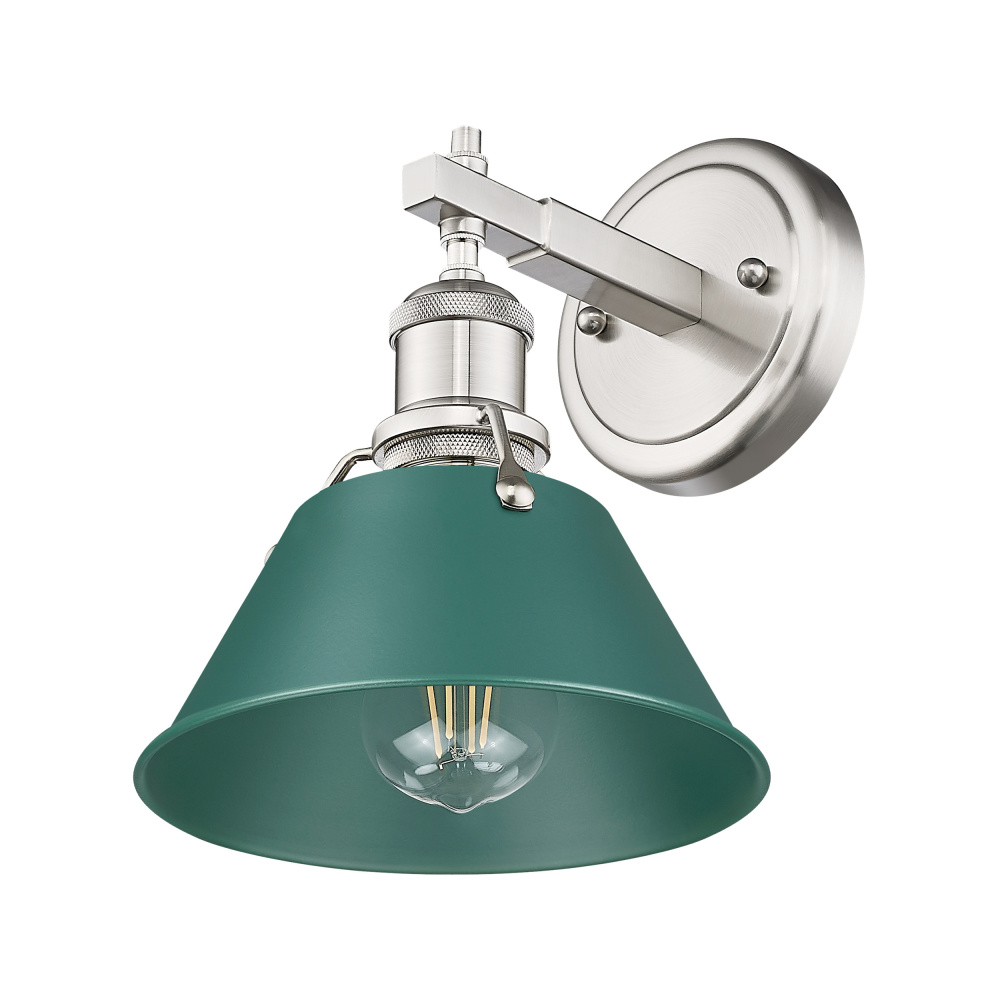 Yep by Golden Lighting Orwell 1-light Vanity in Pewter and Pine Green shade